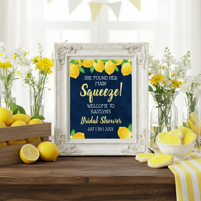 She Found Her Main Squeeze Lemon Bridal Shower Poster (Creator Uploaded)