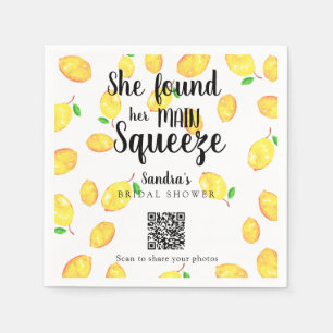 She Found Her Main Squeeze Lemon Bridal Shower QR Napkin