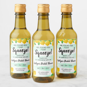 She Found Her Main Squeeze Lemon Bridal Shower Wine Label