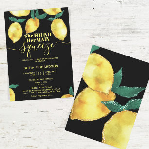 She found her main squeeze lemon glitter gold invitation