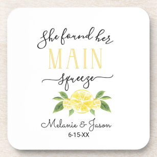 She Found Her Main Squeeze Lemon Wedding Pillow Co Coaster