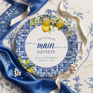 She Found Her Main Squeeze Lemons Bridal Shower Paper Plate