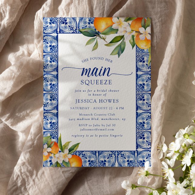 She Found Her Main Squeeze Oranges Bridal Shower Invitation (Creator Uploaded)
