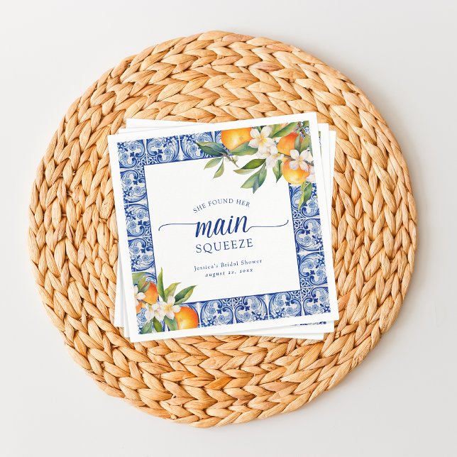 She Found Her Main Squeeze Oranges Bridal Shower Napkin (Creator Uploaded)