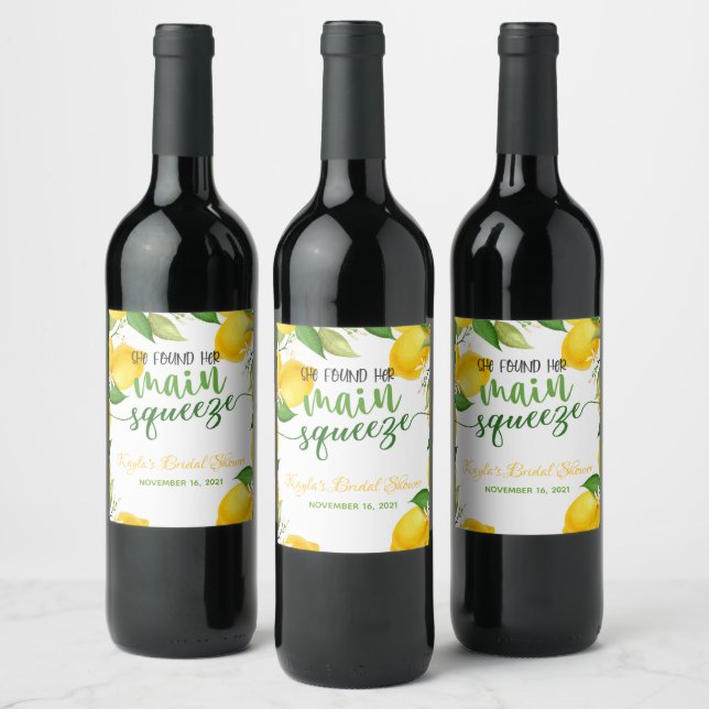 She Found Her Main Squeeze Wine Bottle Label (Bottles)