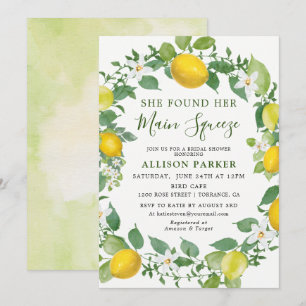She Found Her Min Squeeze Lemon Bridal Shower Invitation