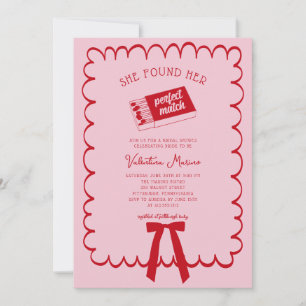 She Found Her Perfect Match Doodle Bridal Shower Invitation