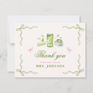She Found Her Perfect Matcha Bow Bridal Shower Thank You Card
