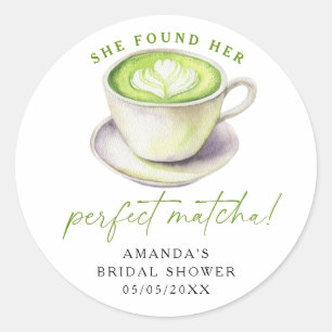 She found her perfect matcha Bridal shower Classic Round Sticker