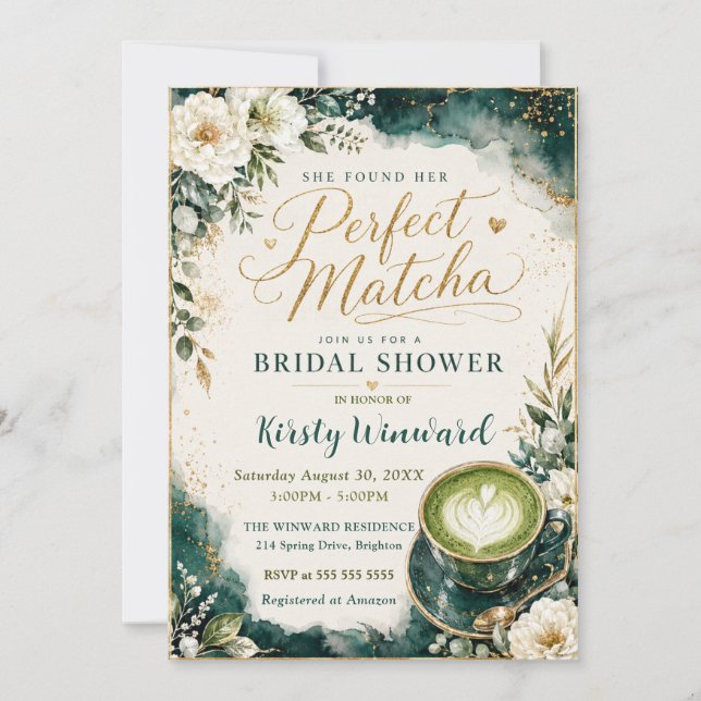 She Found Her Perfect Matcha Bridal Shower Invitation (Front)