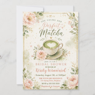 She Found Her Perfect Matcha Bridal Shower Invitation
