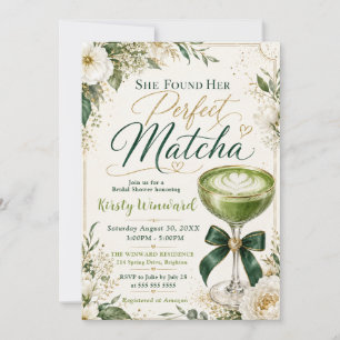 She Found Her Perfect Matcha Bridal Shower Invitation