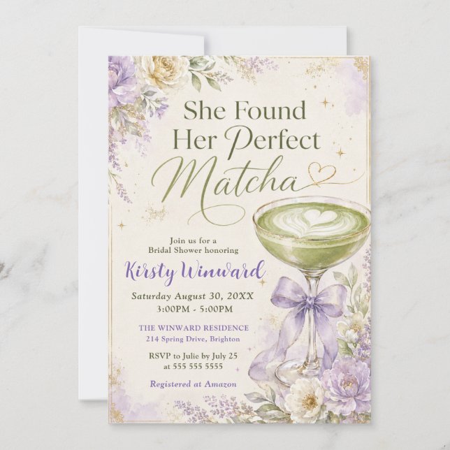 She Found Her Perfect Matcha Bridal Shower Invitation (Front)