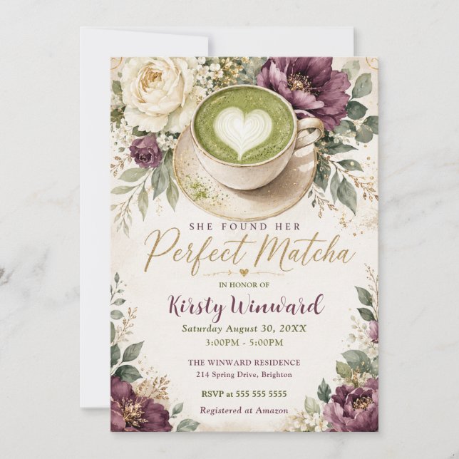 She Found Her Perfect Matcha Bridal Shower Invitation (Front)