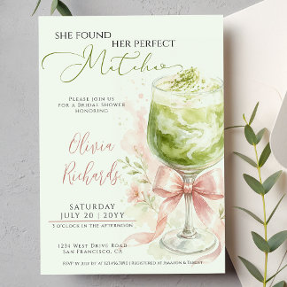 She Found Her Perfect Matcha Bridal Shower Invitation