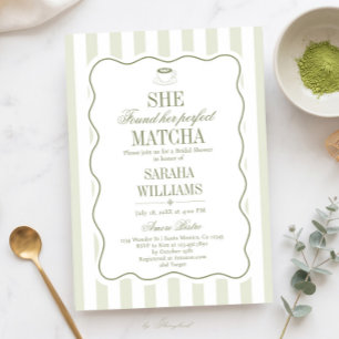 She Found Her Perfect Matcha Bridal Shower Invitation