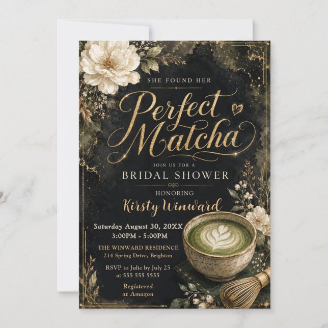 She Found Her Perfect Matcha Bridal Shower Invitation (Front)
