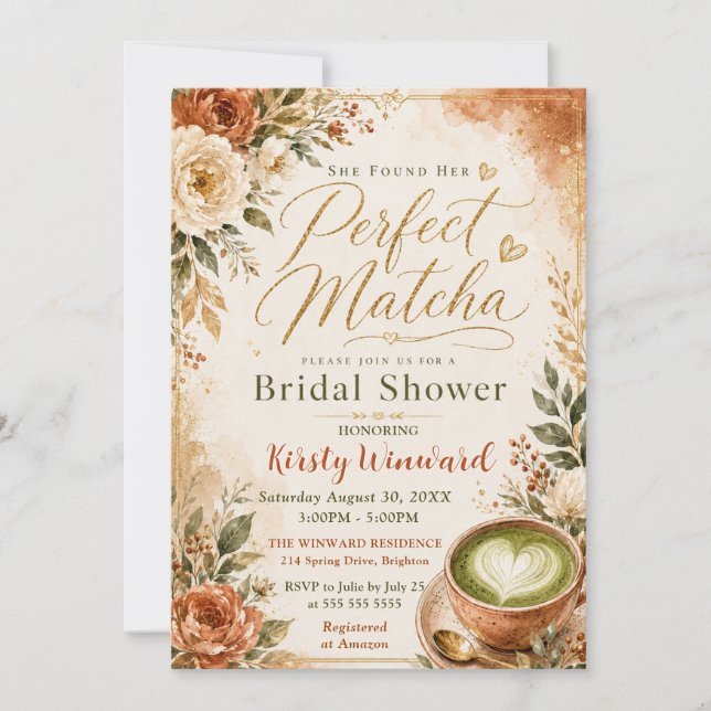 She Found Her Perfect Matcha Bridal Shower Invitation (Front)