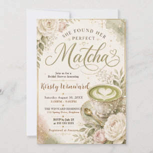 She Found Her Perfect Matcha Bridal Shower Invitation