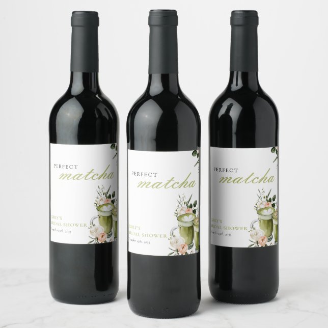 She Found Her Perfect Matcha Bridal Shower Wine Label (Bottles)
