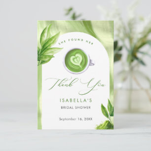 She Found Her Perfect Matcha Elegant Bridal Shower Thank You Card