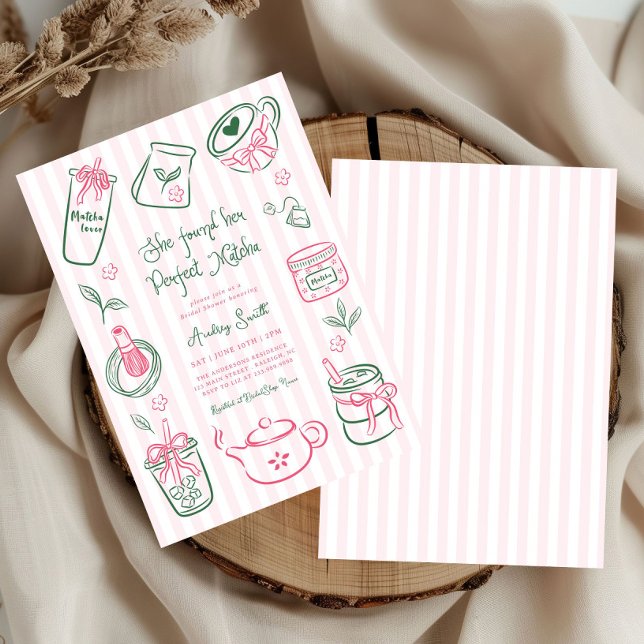 She Found Her Perfect Matcha Pink Bridal Shower Invitation (Creator Uploaded)