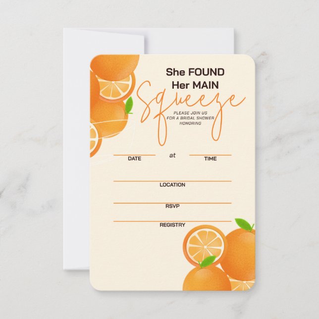 She Found Her Squeeze Bridal Shower RSVP Card (Front)