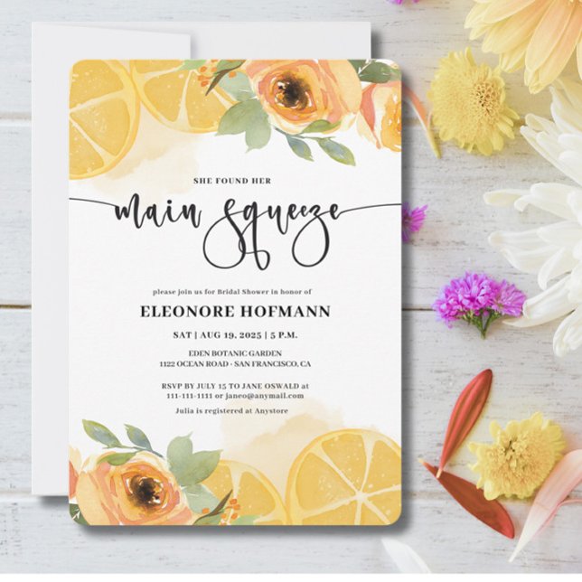 She found Main Squeeze Bridal Shower Rounded edges Invitation (Creator Uploaded)