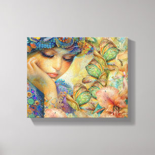 She Gets Lost Amongst Her Flowers Canvas Print