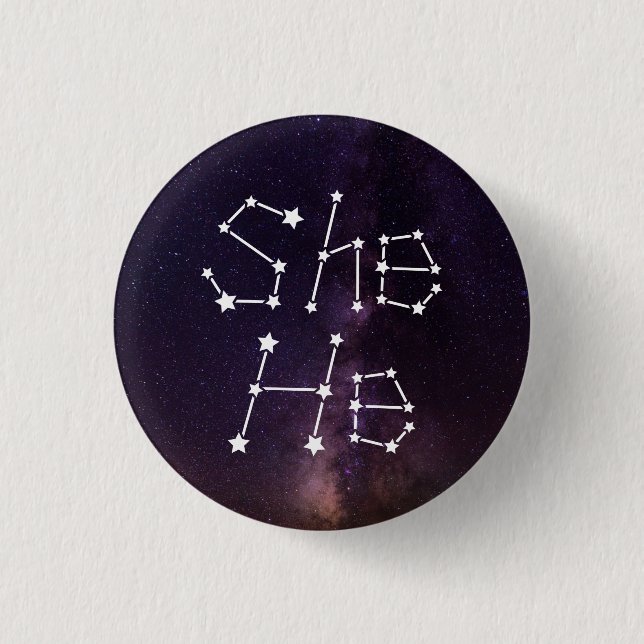 She/He Galaxy Starry Night Sky Constellation 1 Inch Round Button (Front)