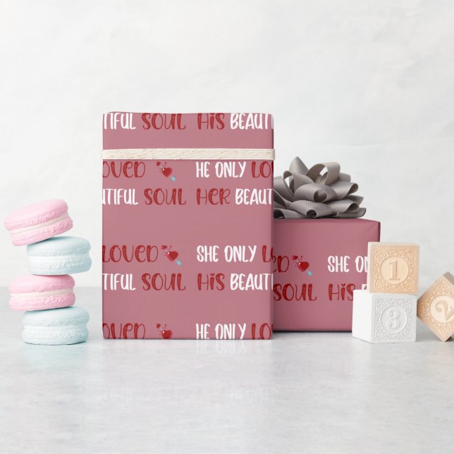 She/He Only Loved His/Her Beautiful Soul Rose Gold Wrapping Paper (Baby Shower)