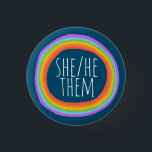 SHE/HE/THEM Pronouns Colourful Rainbow Circle  1 Inch Round Button<br><div class="desc">Decorate your outfit with this cool art button. Makes a great  gift! You can customize it and add text too. Check my shop for lots more colours and patterns! Let me know if you'd like something custom too.</div>