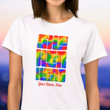 She Her Hers Pronouns Rainbow Tie Dye
