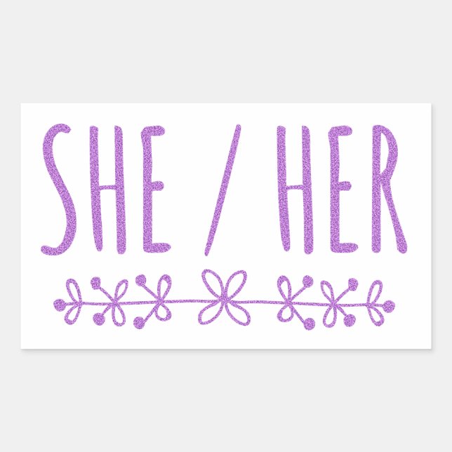 She Her pretty flowery lavender design Sticker (Front)