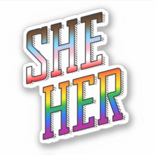 She/Her Progress Pride Sticker