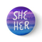 SHE/HER Pronouns Colourful Handlettering Watercolo