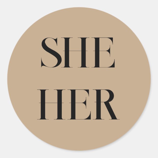 She Her Pronouns Minimalist Vintage Stickers (Front)