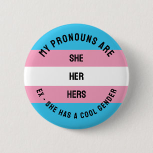 She/Her Pronouns – Transgender Flag  2 Inch Round Button