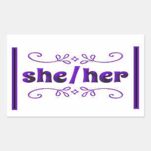 She Her Pronouns with Purple Doodles  Sticker