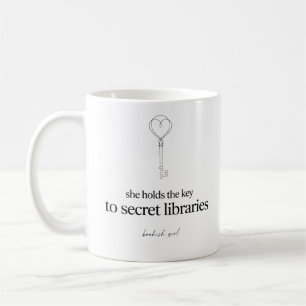 She Holds The Key To Secret Libraries Vintage Key  Coffee Mug