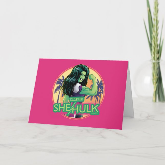 She-Hulk Retro Palm Tree Graphic Card (Front)
