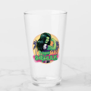 She-Hulk Retro Palm Tree Graphic Glass