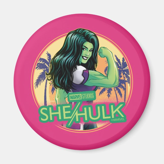 She-Hulk Retro Palm Tree Graphic Magnet (Front)