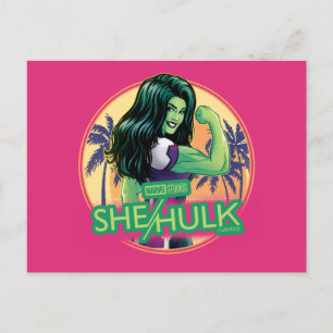She-Hulk Retro Palm Tree Graphic Postcard