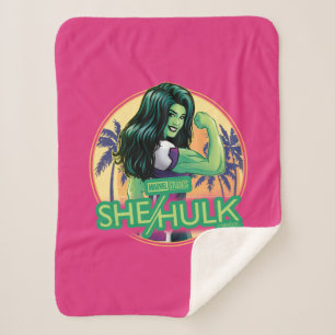She-Hulk Retro Palm Tree Graphic Sherpa Blanket