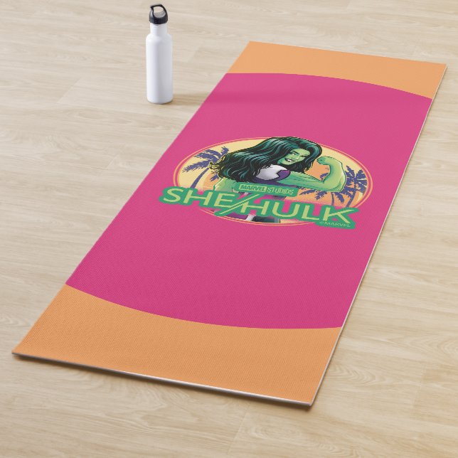 She-Hulk Retro Palm Tree Graphic Yoga Mat (In Situ)