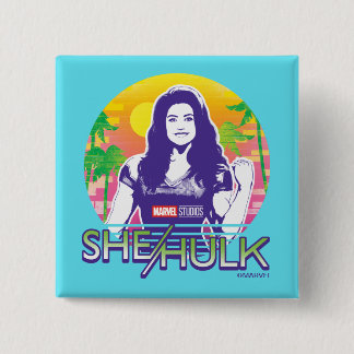 She-Hulk Retrowave Graphic 2 Inch Square Button