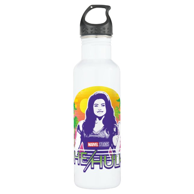 She-Hulk Retrowave Graphic 710 Ml Water Bottle (Front)