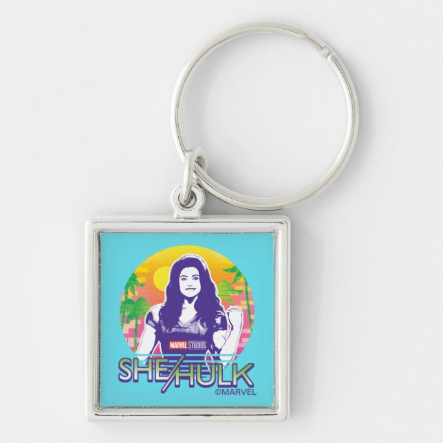 She-Hulk Retrowave Graphic Keychain (Front)
