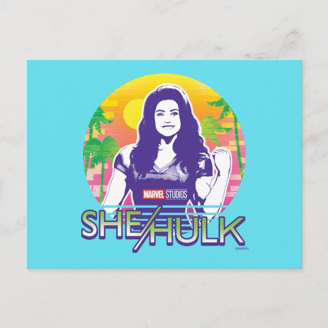 She-Hulk Retrowave Graphic Postcard (Front)